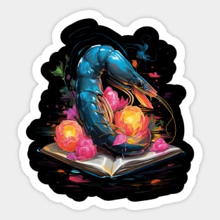 Blue Shrimp Reads Book Sticker